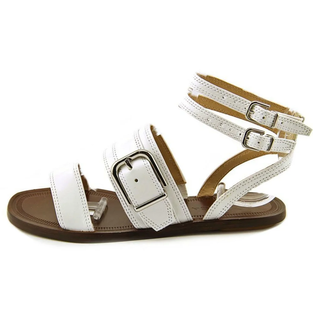 Via Spiga Sedana Sandals White Leather Buckle Size 7.5